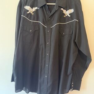 Ely Cattleman Black Shirt with Eagle Embroidery